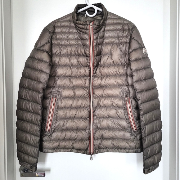 Moncler Stone-Grey Line Puffer Down Jacket - Picture 1 of 14